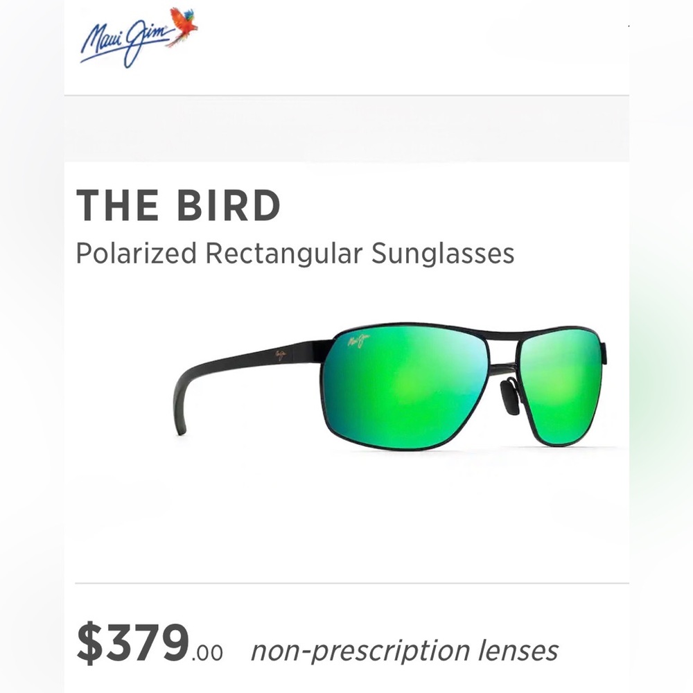 NEW ~ Maui Jim The Bird ~ Polarized Rectangular Sunglasses